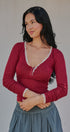 Pretty Little Lace Trim Henley in BURGUNDY - Women's T-Shirts & Polos | Urban Daizy