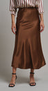 Bias Cut Satin Maxi Skirt with Fluid Drape in BROWN - Women's Midi Skirts | Urban Daizy