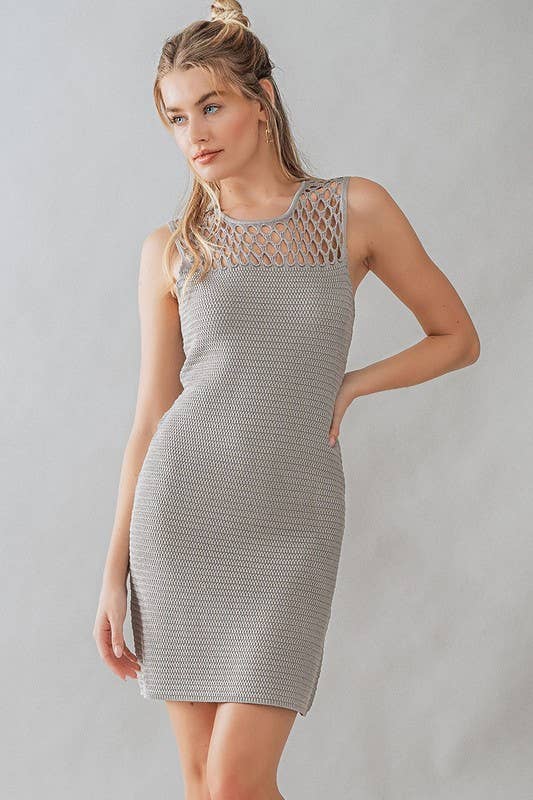 Urban Daizy HOLLOW OUT CROCHET MINI DRESS Beige Dress - Women's (UDZ-DR-00127) – alternate view 9