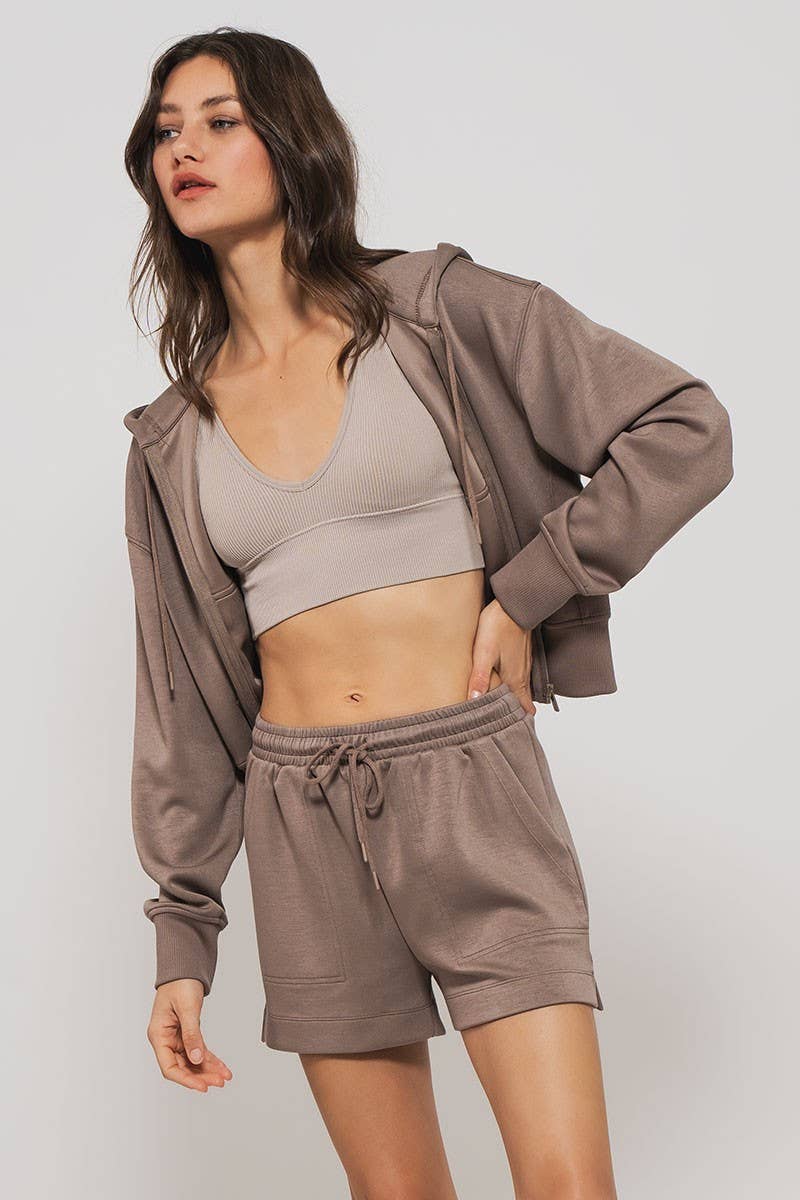 Mineral Wash V-Neck Rib Knit Bralette Top