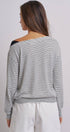 Urban Daizy Asymmetrical Striped One-Shoulder Top Ivory-Black Knit Top - Women's (UDZ-TP-01085-Ivory-Black) – alternate view 16