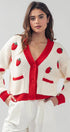 Urban Daizy Romantic Strawberry Embroidered V Neck Chunky Sweater Pink Cardigan - Women's (UDZ-KN-00160) – alternate view 2