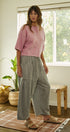 Striped Wide Leg Cotton Pants with Pockets in GREY - Women's Casual Pants | Urban Daizy