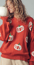 Urban Daizy Pumpkin Patch Balloon Sleeve Sweater Rust Knit Sweater - Women's (UDZ-TP-00814) – alternate view 6