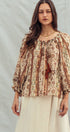 Urban Daizy Boho Off-Shoulder Floral Stripe Blouse Brown-Multi Blouse - Women's (UDZ-TP-01030) – alternate view 8