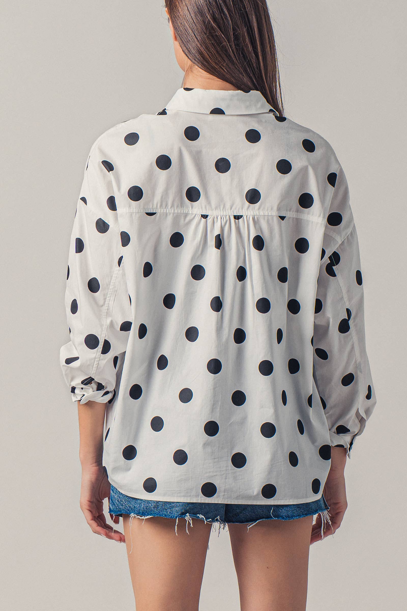 Relaxed Polka Dot  Button-Down Shirt