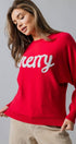 Urban Daizy Merry Embroidered Crewneck Sweater Ivory Knit Sweater - Women's (UDZ-KN-00488) – alternate view 20