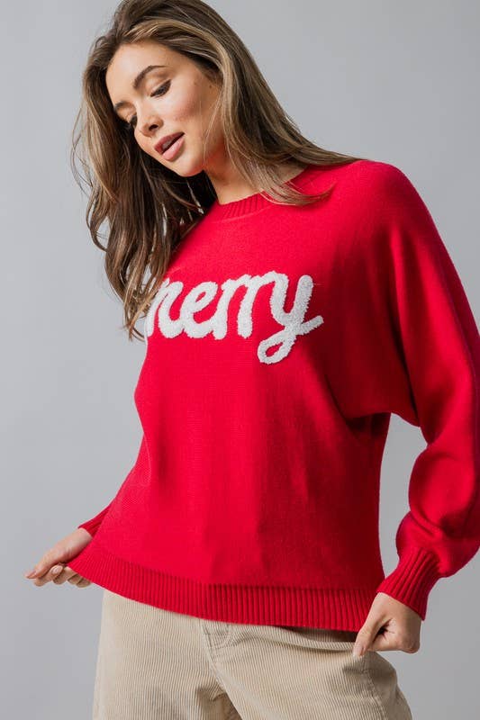 Urban Daizy Merry Embroidered Crewneck Sweater Ivory Knit Sweater - Women's (UDZ-KN-00488) – alternate view 20