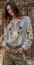 Embroidered Ruffle Neck Blouse in Western Folk Style in IVORY - Women's Shirts & Blouses | Urban Daizy