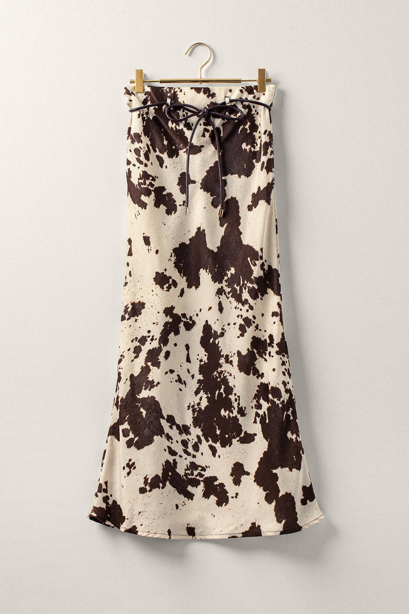 Urban Daizy Cowhide Print Satin Drawstring Midi Skirt Black Skirt - Women's (UDZ-DR-00390) – alternate view 2