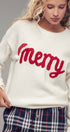 Urban Daizy Merry Embroidered Crewneck Sweater Ivory Knit Sweater - Women's (UDZ-KN-00488) – alternate view 7