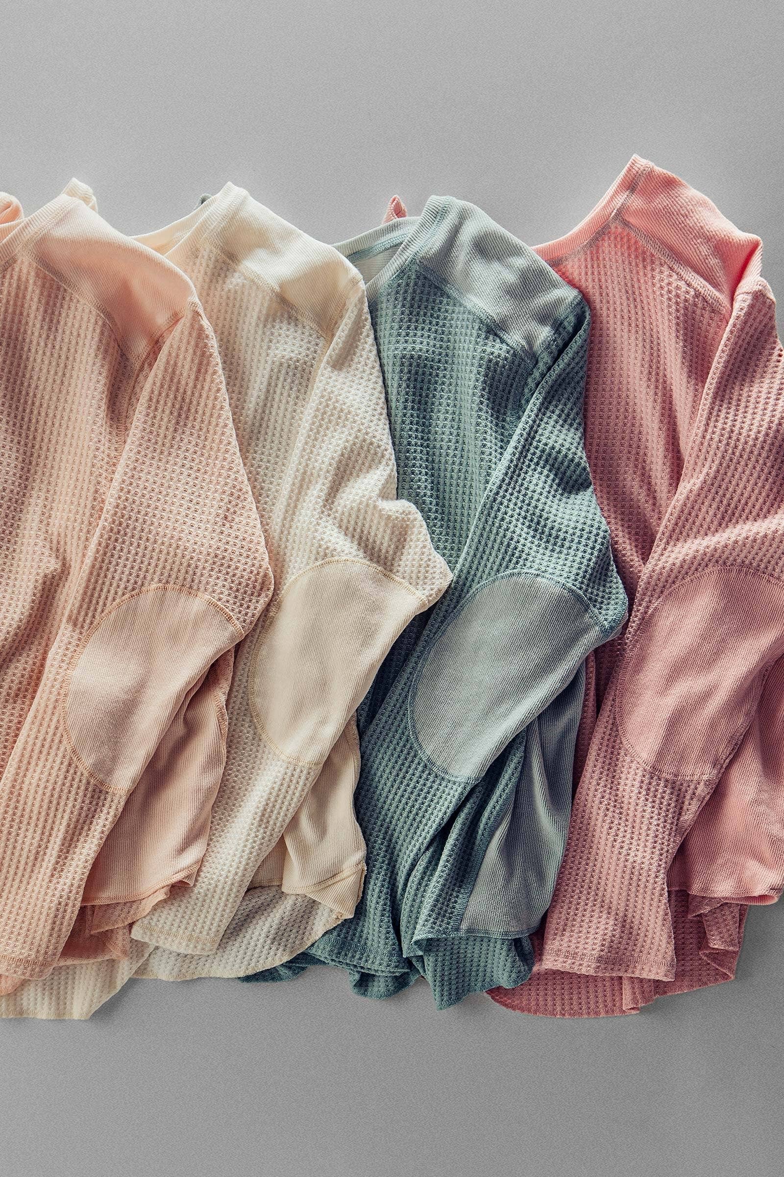 Oversized Waffle Knit High-Low Tunic Top