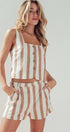 Urban Daizy Striped Linen Blend Two-Piece Set Taupe Top & Short Set (NOT Loungewear) - Women's (UDZ-AC-00232) – alternate view 5