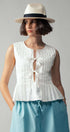 Urban Daizy Pleated Bow Front White Top Ivory Blouse - Women's (UDZ-DR-00389) – alternate view 15
