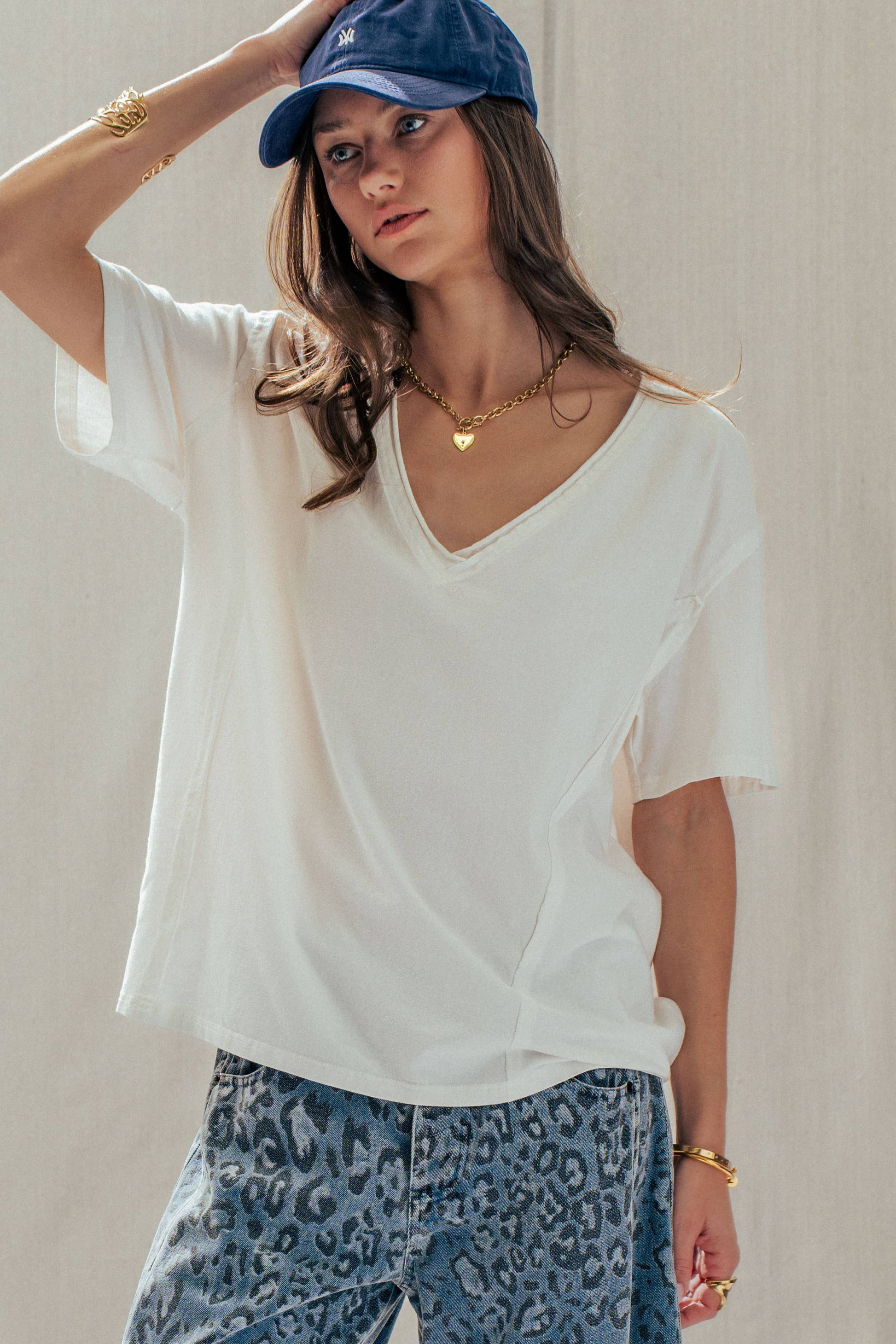 Exposed Seam V-Neck Tee
