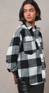 Buffalo Plaid Flannel Shirt Button Up Western Boho Top in BLACK - Women's Shirts & Blouses | Urban Daizy