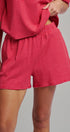 Ribbed Knit Boxy Tee and Shorts Lounge Set in RED WHITE - Women's Short Sets | Urban Daizy
