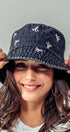Urban Daizy Embroidered Mini Bow Coquette Denim Bucket Hat Black Bucket Hat - Women's (UDZ-AC-00114) – alternate view 11