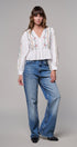 Folk Song Embroidered Peplum Blouse in WHITE - Women's Shirts & Blouses | Urban Daizy