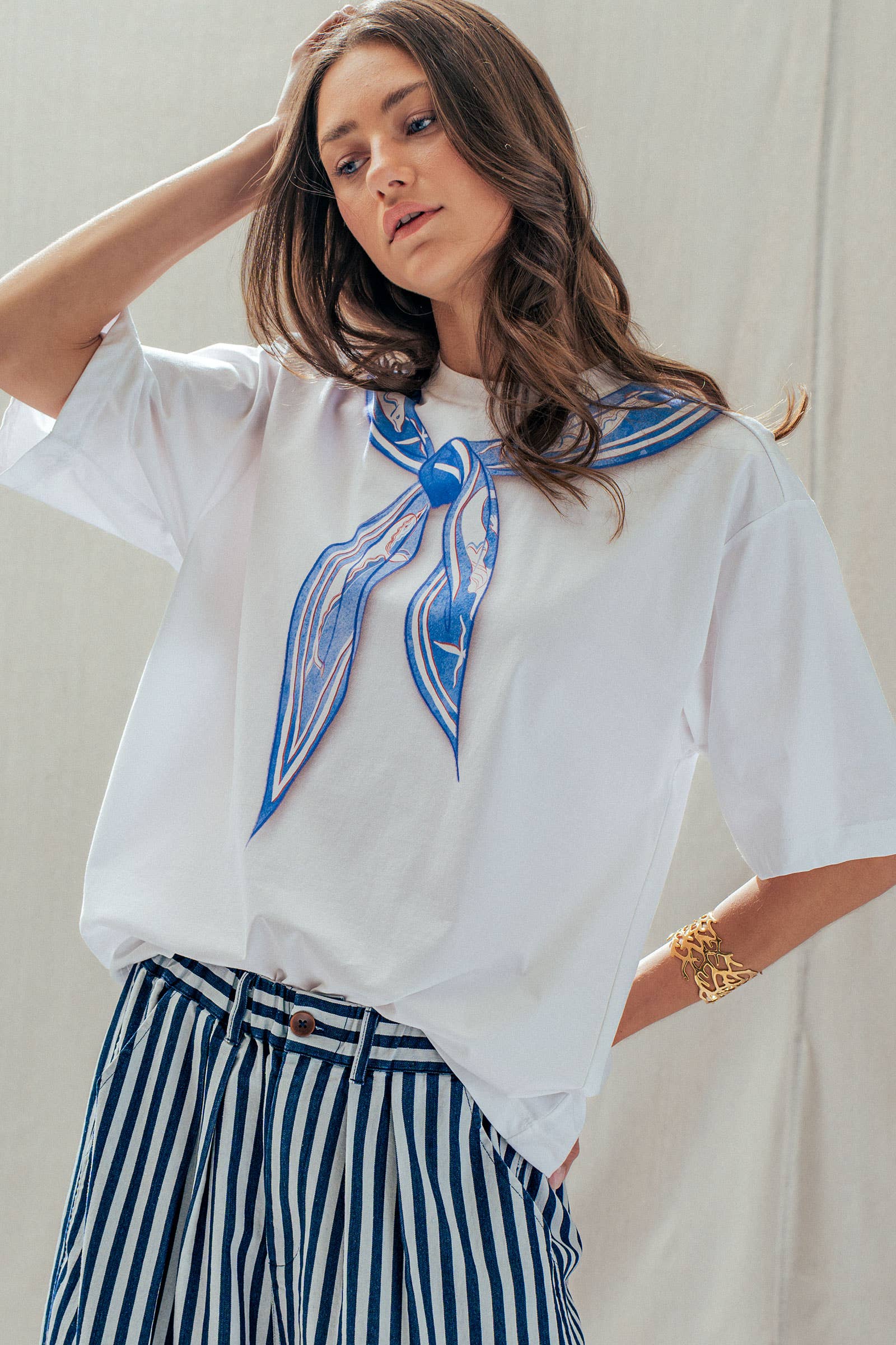 Nautical Stripe Printed Bandana Tee