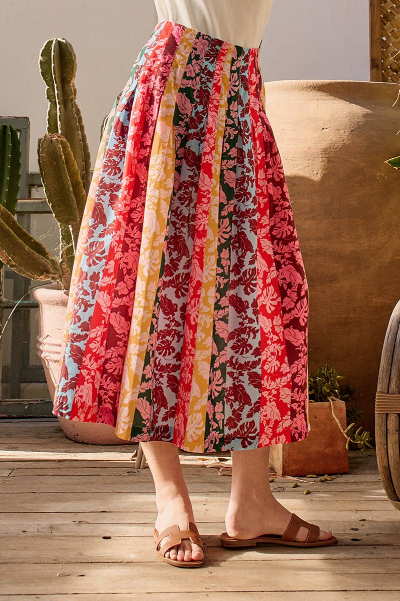 Urban Daizy Multicolor Floral Paneled A-Line Skirt Muliti Skirt - Women's (UDZ-DR-00392)