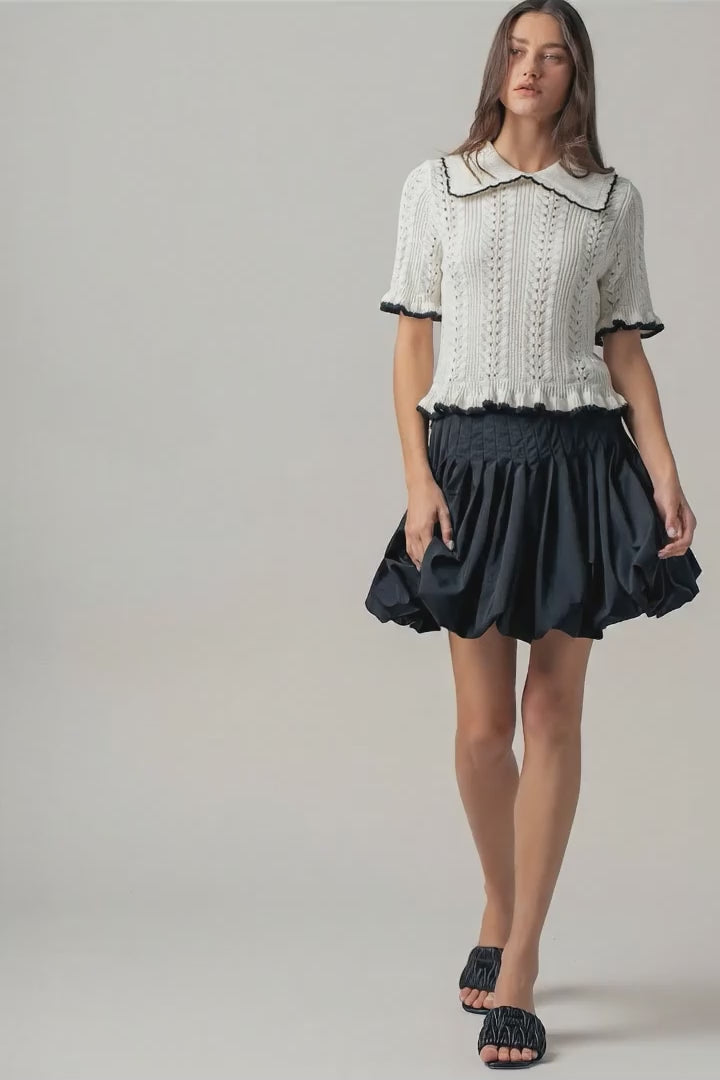 Crochet Knit Ruffled Top