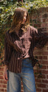 Oversized Striped Cotton Button Down Shirt in Brown - Women's Shirts & Blouses | Urban Daizy