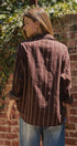 Oversized Striped Cotton Button Down Shirt in Brown - Women's Shirts & Blouses | Urban Daizy