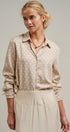 Polka Dot Linen Blend Button Up Shirt in Sand - Women's Blankets | Urban Daizy