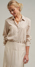 Polka Dot Linen Blend Button Up Shirt in Sand - Women's Blankets | Urban Daizy