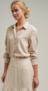 Polka Dot Linen Blend Button Up Shirt in Sand - Women's Blankets | Urban Daizy