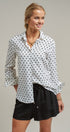Polka Dot Linen Blend Button Up Shirt in White - Women's Blankets | Urban Daizy