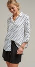 Polka Dot Linen Blend Button Up Shirt in White - Women's Blankets | Urban Daizy