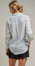 Polka Dot Linen Blend Button Up Shirt in White - Women's Blankets | Urban Daizy