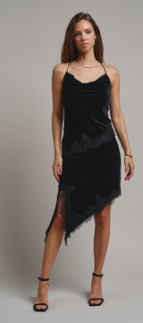Evening Lace Velvet Cami Top in Black - Women's Tanks & Camis | Urban Daizy