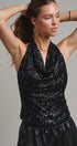 Midnight Shine Sequin Halter Top in Black - Women's Tanks & Camis | Urban Daizy