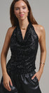 Midnight Shine Sequin Halter Top in Black - Women's Tanks & Camis | Urban Daizy
