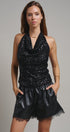 Midnight Shine Sequin Halter Top in Black - Women's Tanks & Camis | Urban Daizy