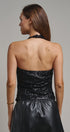 Midnight Shine Sequin Halter Top in Black - Women's Tanks & Camis | Urban Daizy