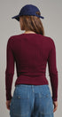 Soft Focus Waffle Knit Henley Top in Burgundy - Women's T-Shirts & Polos | Urban Daizy