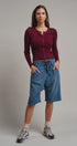 Soft Focus Waffle Knit Henley Top in Burgundy - Women's T-Shirts & Polos | Urban Daizy
