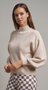 Soft Focus Mock Neck Sweater in Oatmeal - Women's Sweaters | Urban Daizy