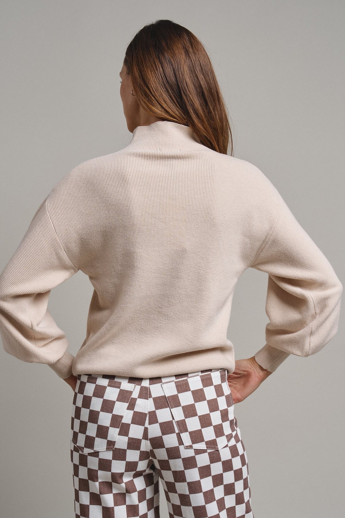 Soft Focus Mock Neck Sweater in Oatmeal - Women's Sweaters | Urban Daizy