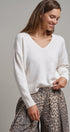 Drop Shoulder Ribbed Knit Sweater in Ivory - Women's Sweaters | Urban Daizy