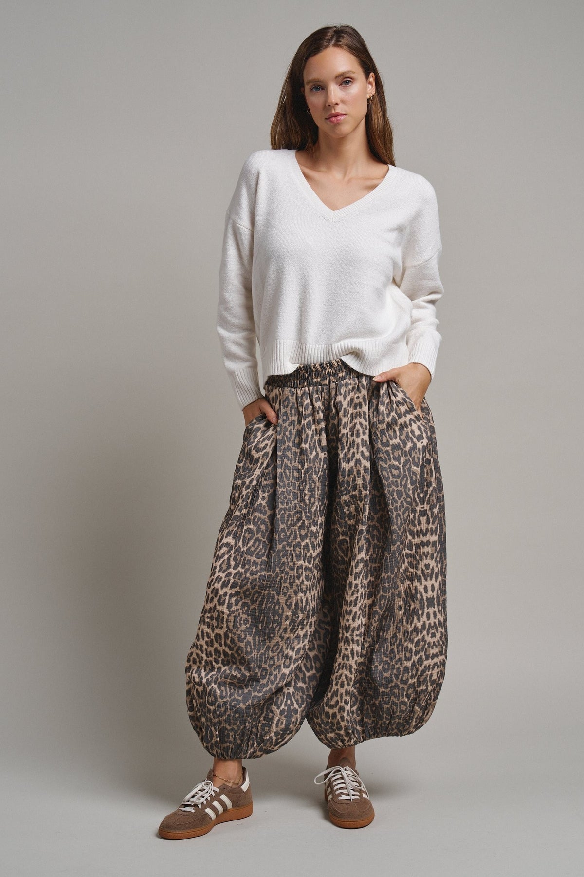 Drop Shoulder Ribbed Knit Sweater in Ivory - Women's Sweaters | Urban Daizy