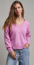 Drop Shoulder Ribbed Knit Sweater in Pink - Women's Sweaters | Urban Daizy