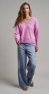 Drop Shoulder Ribbed Knit Sweater in Pink - Women's Sweaters | Urban Daizy