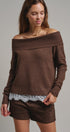 Soft Focus Off Shoulder Sweater in Mocha - Women's Sweaters | Urban Daizy