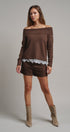 Soft Focus Off Shoulder Sweater in Mocha - Women's Sweaters | Urban Daizy