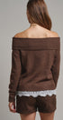 Soft Focus Off Shoulder Sweater in Mocha - Women's Sweaters | Urban Daizy